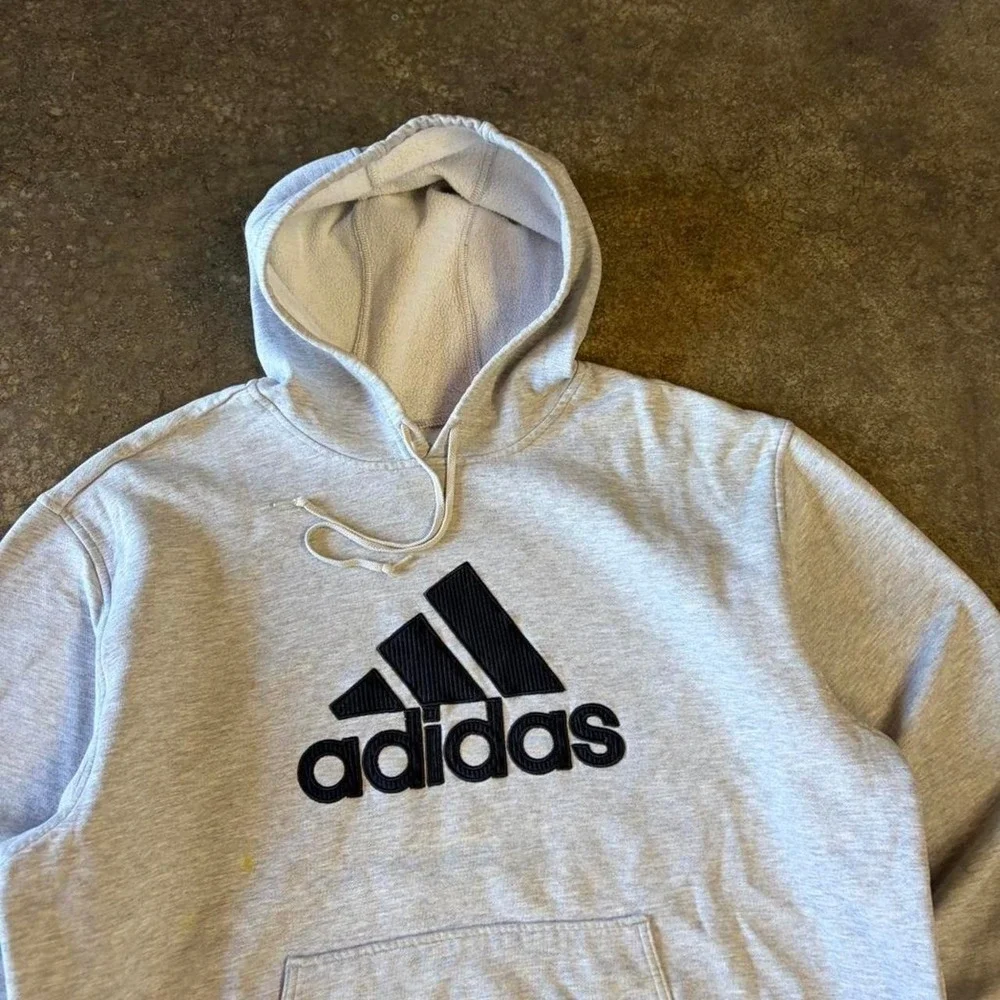 2000s Y2K adidas grey logo hoodie